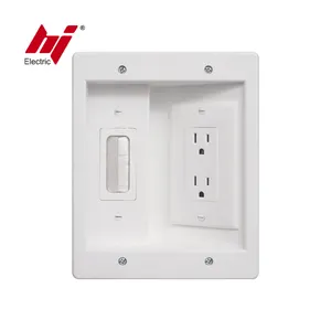 In Wall TV Connection Kit Provides Recessed Brush Plate With Duplex Receptacle