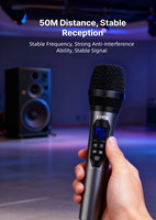 Microphone sans fil portable en alliage d'aluminium avec connecteur Type C, lumières LED, récepteur de charge monocanal pour karaoké à domicile