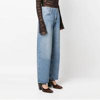 Jeans en denim délavé de qualité supérieure pour femmes, coupe large et droite, sur mesure, livraison rapide