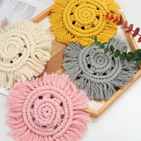 Boho el yapımı makrome dokuma Placemat Coaster Bohemian yuvarlak örgülü içecek bardak püskül ile