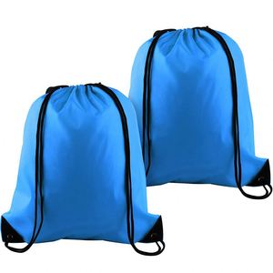 Hot Sale Large Capacity <b>Waterproof</b> Nylon Backpack Portable Foldable Blue Polyester <b>Drawstring</b> <b>Bag</b> With Your Own Logo - Product Image 1