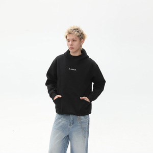 Gilet con cappuccio da uomo in cotone tinta unita, con motivo a lettere, in pile pesante, pullover casual ampio per l'autunno - Product Image 2