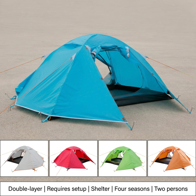 Double-Layer Quick-Setup 210T Waterproof Camping Tent Lightweight Aluminum Pole Portable 4-Season Outdoor Tent for 2 Person