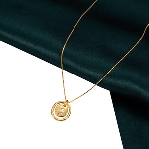 Collier pendentif cercle ovale géométrique unique plaqué or 18 carats UM Jewelry pour femmes, argent 925, cadeau - Product Image 2