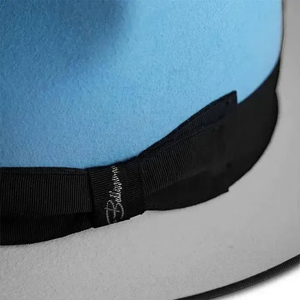 Blue gray Wool Fedora <b>Hat</b> With Black Band 56-58CM Unisex Adult Casual Spring Autumn Formal Style - Product Image 4