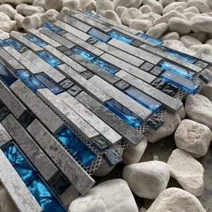 Gạch Lát Nền Nhà Bếp, Gạch Ốp Tường Nhà Tắm, Họa Tiết Khảm Đá Cẩm Thạch Đan Xen Vào Nhau, Màu Xanh Mòng Két, Xám - Product Image 3