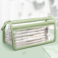 Trousse à crayons japonaise transparente en PVC, grande capacité, sac de rangement de papeterie étanche, 4 couleurs, ABI BY-L189