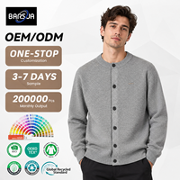 OEM ODM Herren Rundhals-Strickjacke mit Knöpfen Einfarbige Strukturierte Langarm-Strickjacke für Männer