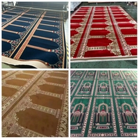 Tapis de prière musulman mur à mur antidérapant en polyester classique Tapis de prière de mosquée enroulable à pile moyenne de style de puzzle fait à la machine