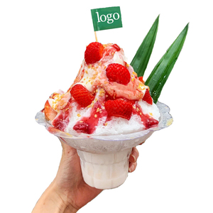 Soft ice Bowl internet Popular Snowflake ice Bowl Shaved ice Cup Disposable PET Fried Yogurt Plastic Thai 450ml Flower Bowl