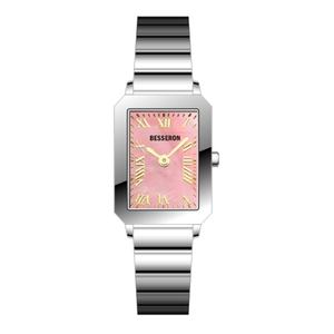 Montre à quartz pour femme, mini logo personnalisé, luxe, cadran carré rouge, acier inoxydable, bracelet en cuir, mouvement japonais, tendance, affaires - Product Image 3