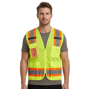 <span class=keywords><strong>Gilet</strong></span> de sécurité <span class=keywords><strong>haute</strong></span> <span class=keywords><strong>visibilité</strong></span> jaune <span class=keywords><strong>personnalisable</strong></span> avec logo pour travaux de construction et d'arpentage, en maille réfléchissante - Product Image 1