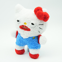 Nouveau produit phare, faible MOQ : Peluche Mascotte Chat Mignon avec Nœud Papillon et Dents, Coussin d'Accueil pour Enfants, Cadeau, Supermarché