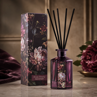 Diffuseur à bâtonnets liquides de luxe OEM 120 ml, parfum floral sombre, avec huile parfumée, emballage personnalisé écologique pour marques de boutiques et de produits d'intérieur