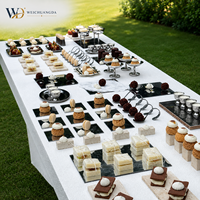 Support de présentation de gâteaux et desserts de luxe en acrylique argenté avec plateau de base étanche pour buffets et événements festifs