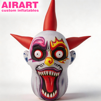 Tête de Joker gonflable, modèle gonflable de clown zombie pour décoration d'Halloween, tête gonflable de monstre/maléfique/fantomme de qualité commerciale