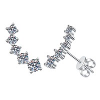 Boucles d'oreilles en argent S925 avec moissanite, boucles d'oreilles courbées en forme de sourire cinq étoiles, accessoires d'oreille haut de gamme pour bijoux féminins