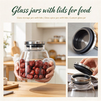Bocaux de conservation alimentaire en verre soufflé à la main, hermétiques, transparents, compatibles lave-vaisselle, avec couvercles en acier inoxydable