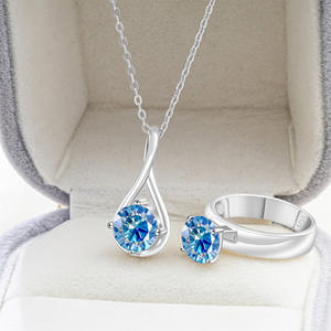 Collier et bague en argent S925 avec moissanite de qualité supérieure, taille portugaise, couleur D, pureté VVS1, plaqué or 18 carats, pour femmes - Product Image 3