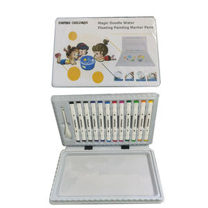 Çizim 12 renk güvenli boyama boyama manyetik yüzen işaretleyici seti düz 6mm ucu ile kumaş silinebilir ve çift taraflı yazma - Product Image 2