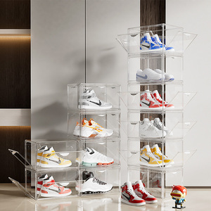 Boîte à chaussures de basket-ball en acrylique Transparent Extra Large, boîte de rangement en plastique, <span class=keywords><strong>Cube</strong></span> empilable, boîtes de rangement en acrylique - Product Image 4