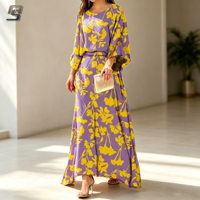 Ensemble de mode en tissu haut pour femmes imprimé fleuri haut à manches longues et robe avec tempérament multicolore tissé Style formel décontracté