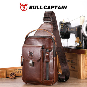 กระเป๋าหนังแท้ BULLCAPTAIN สำหรับผู้ชาย แฟชั่นวินเทจ สะพายข้าง สะพายไหล่ มีซิป เหมาะสำหรับการเดินทางและใช้ในชีวิตประจำวัน - Product Image 1