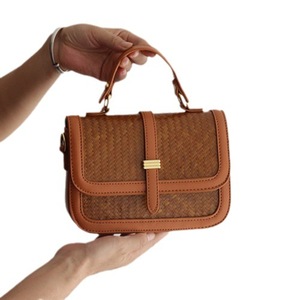 July 7th Bamboo Weaving Crossbody Bag <b>Small</b> Square Flap Women's <b>Handbag</b> Retro Stylish Everyday Outfits Fall 2023 - Product Image 5