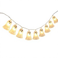 Guirlande lumineuse LED fantôme d'Halloween, chaîne de lampes clochettes, lumière décorative effrayante pour fête