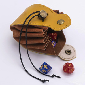 In stock PU leather game dice drawstring storage bag, simple and portable coin, earphone, jewelry accessory storage bag. - Product Image 2