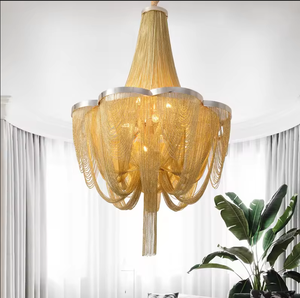 Zèle Éclairage mariage Artistique frange pendentif lumière Moderne En Aluminium Chaîne Gland Lustre - Product Image 2