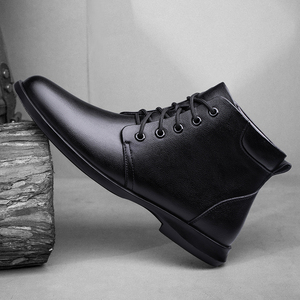Bottes décontractées et habillées pour hommes en cuir pleine fleur première couche, grande taille 38-45, à lacets à la cheville, souples et antidérapantes - Product Image 1