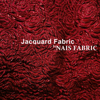 Kain Tekstil Brokat Poliester METALLIC NAIS New Fashion, Motif Bunga Mawar Merah, Jacquard Embossed untuk Gaun