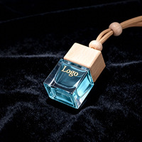 Flacon diffuseur de parfum suspendu pour voiture en verre dépoli mat de 8 ml, couleur personnalisable, avec bouchon en bois
