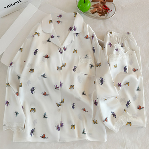 Set Pigiama <span class=keywords><strong>Estivo</strong></span> da Donna Minimalista e Sofisticato con Stampa, Comodo e Casual, Maniche Lunghe e Pantaloni Lunghi - Product Image 5