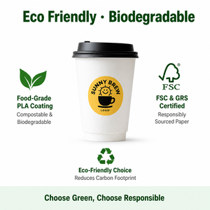 Bicchieri di Carta per Caffè a Doppia Parete in Kraft Arancione Ecologici e Riciclabili con Logo Stampato in Oro per Caffè e Ristoranti di Lusso da Asporto - Product Image 6