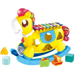 Trojanisches Pferd Multi-Funktionale Kinder-BAUBLOCKS Baby-Puzzle musikalische Spielzeuge Hammer-Stick-Montessori-Ausbildung