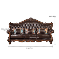 Canapé d'angle en cuir véritable de style rétro européen en forme de U, en bois massif, en cuir de vachette première couche, pour salon