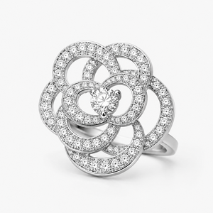 Anello con Fiore di Camelia per Donne, Gioiello Elegante e Scintillante alla Moda - Product Image 1