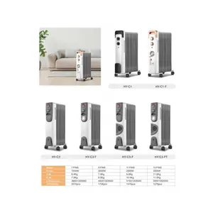 2024 2500W Silent Thermostat 11 Fin Removable Oil Heater Freestanding Indoor Electric Heater