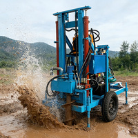 Produit très demandé : Engin de forage de puits d'eau de 200 m avec moteur diesel 22HP/35HP, boîte de vitesses, roulement et châssis sur roues à chenilles facile à entretenir