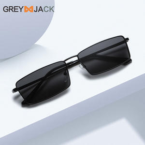 Lunettes de soleil carrées Greyjack 59 mm, monture en métal, protection UV400, style streetwear unisexe - Product Image 2