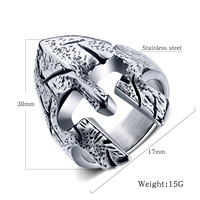 Bague de casque de masque de guerriers spartiates grecs vintage dominateurs en acier inoxydable pour hommes