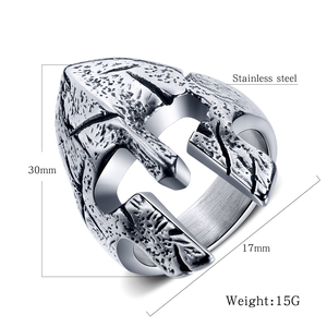 <span class=keywords><strong>Anillo</strong></span> de casco de máscara de guerreros espartanos griegos Vintage dominante de acero inoxidable para hombres de moda - Product Image 6