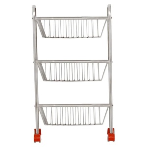 Parasnath, estante de almacenamiento de cocina de acero inoxidable resistente de 28 pulgadas, carrito cuadrado de 3 estantes para frutas y verduras, acabado de espejo - Product Image 3