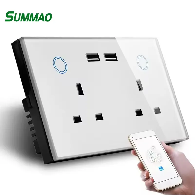 Uk Smart Wifi Wall Socket With Usb Socket Charger/wifi Wall Socket Uk/smart Wifi Wall Outlet