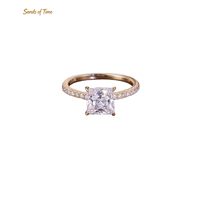 Bague de Mariage en Moissanite Taille Princesse Couleur D VVS Plaqué Or 18K pour Femme en Argent Sterling 925 Options 1-5 Carats Commandes Personnalisées