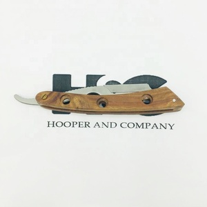 Navaja de afeitar de madera para Barbero, cuchillo plegable de borde recto con mango de madera, Logo personalizado hecho en paquistaní, novedad - Product Image 4