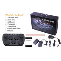 Kit de batterie électronique portable 7-en-1 avec haut-parleurs stéréo doubles intégrés, adapté à tous