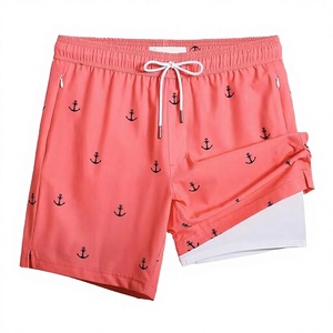 Shorts de bain décontractés pour hommes 100 % coton à motif imprimé numérique, écologiques, séchage rapide, protection UV, taille élastique, vente en gros - Product Image 3